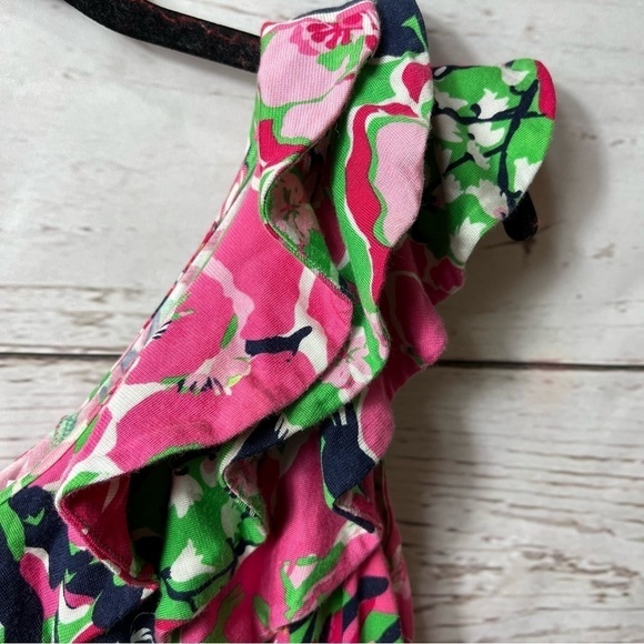 Lilly Pulitzer "Whinnie a Thing Called Love" Floral Silk Ruffle Dress Small - Picture 3 of 8